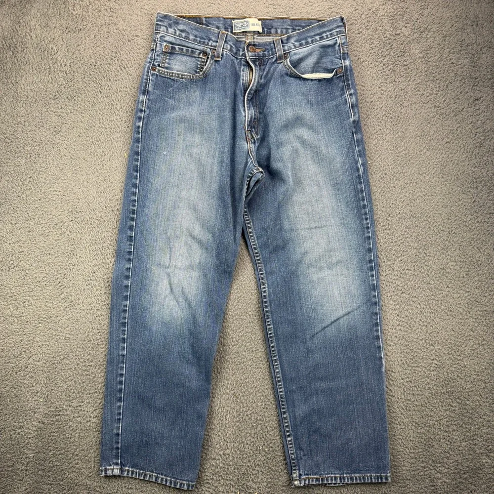 Signature by Levi Strauss Mens Relaxed Fit Blue Jeans W34 L30 100% Cotton